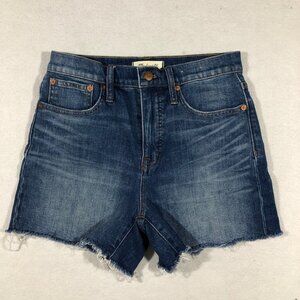 Madewell Shorts Womens 26 High Rise Denim Jean Shorts Cut Offs Medium Wash F7019